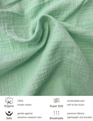 Zurlefy sage green swaddle blanket folded, showcasing ample 47x47 inch size for versatile wrapping.