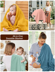 ZURLEFY Sage Green swaddle blanket on baby, breathable wrap for snug, comfortable swaddling.