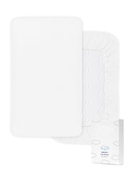 ZURLEFY white crib sheet with elastic corners for a snug fit.