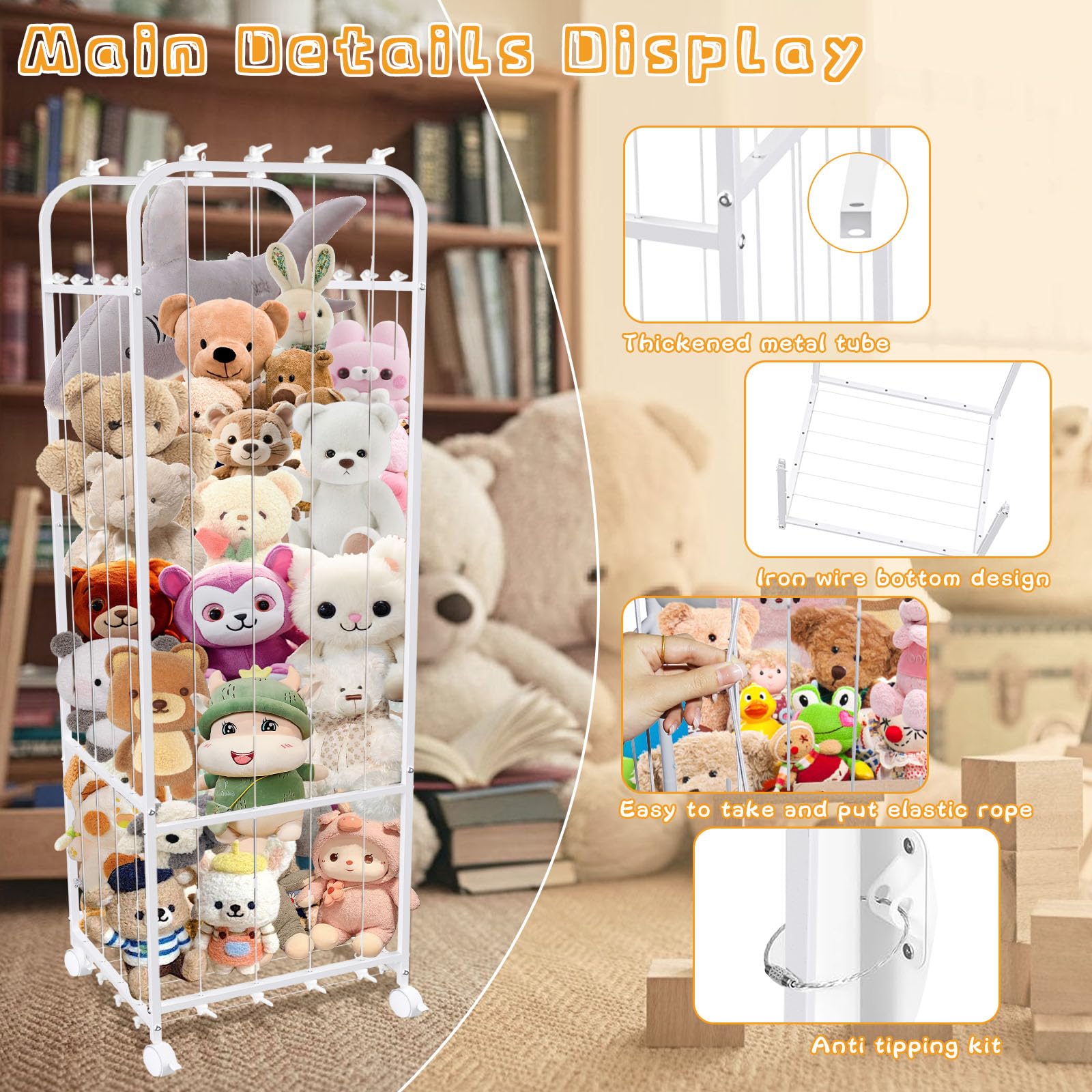 zuughay wall-mount plush storage saves floor space in kid rooms