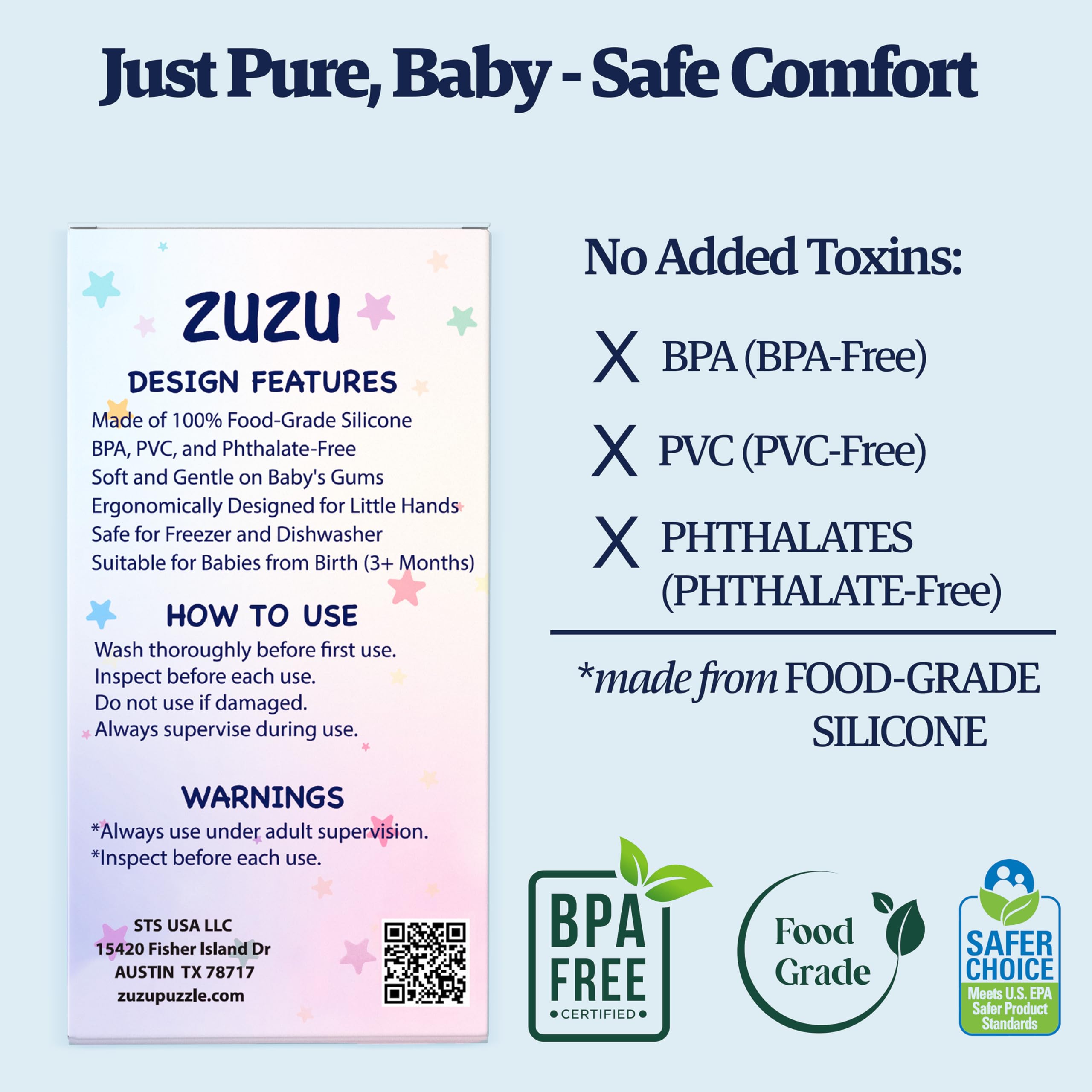 Zuzu Puzzle teether is heat and cold resistant for versatile use.