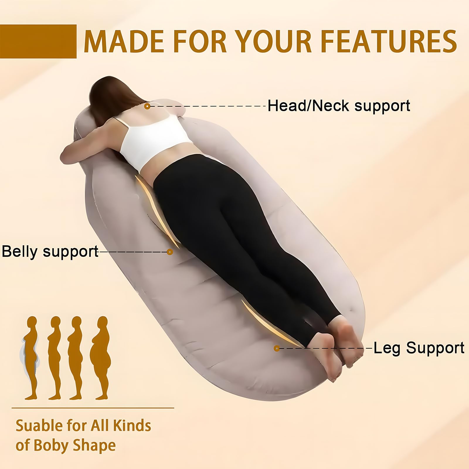 ZWFDC belly hole maternity bed provides belly support for resting.