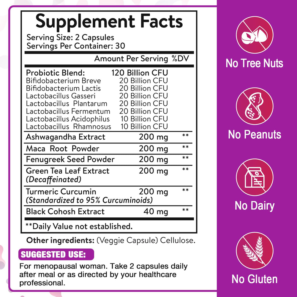 Zwllood Menopause Probiotics with 13 natural ingredients for hormonal balance