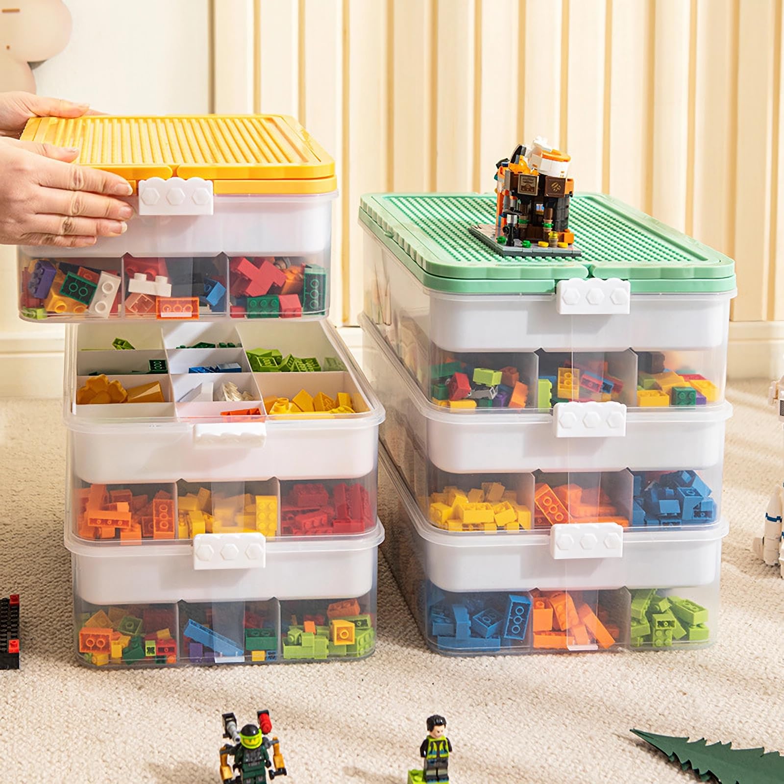 ZXHYREX Lego storage box stackable design saves space.