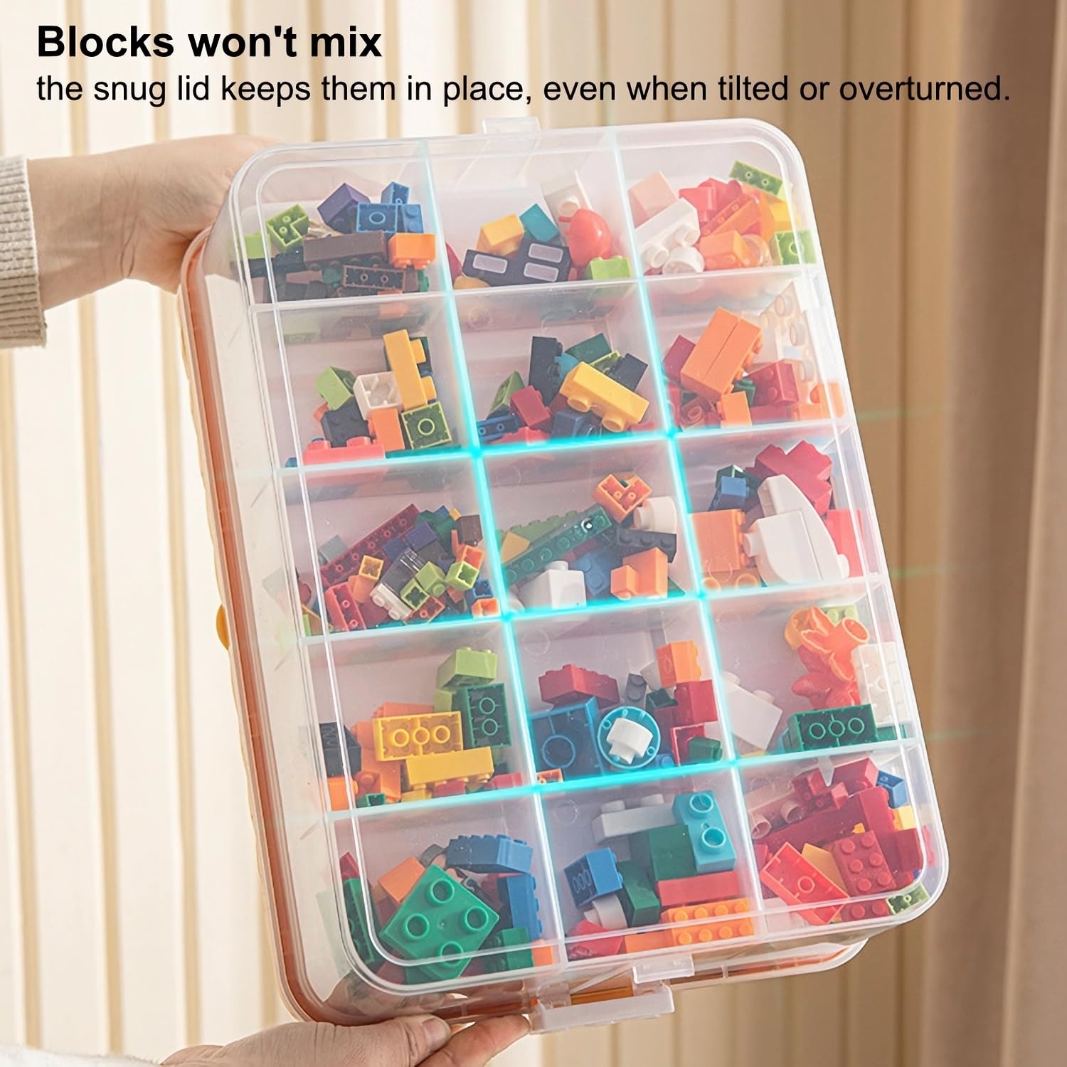 ZXHYREX Lego storage box transparent lid for quick visibility.