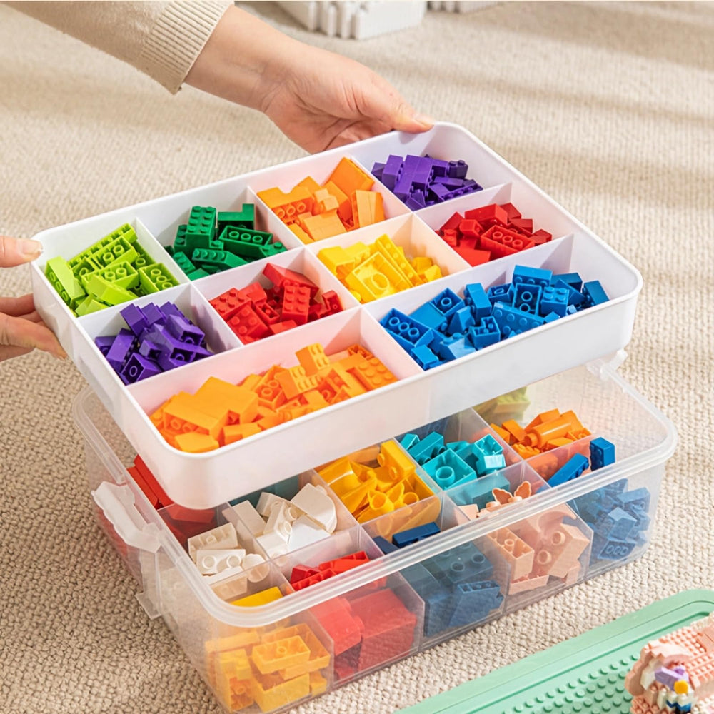 ZXHYREX Lego storage box two-layer design for easy categorization.