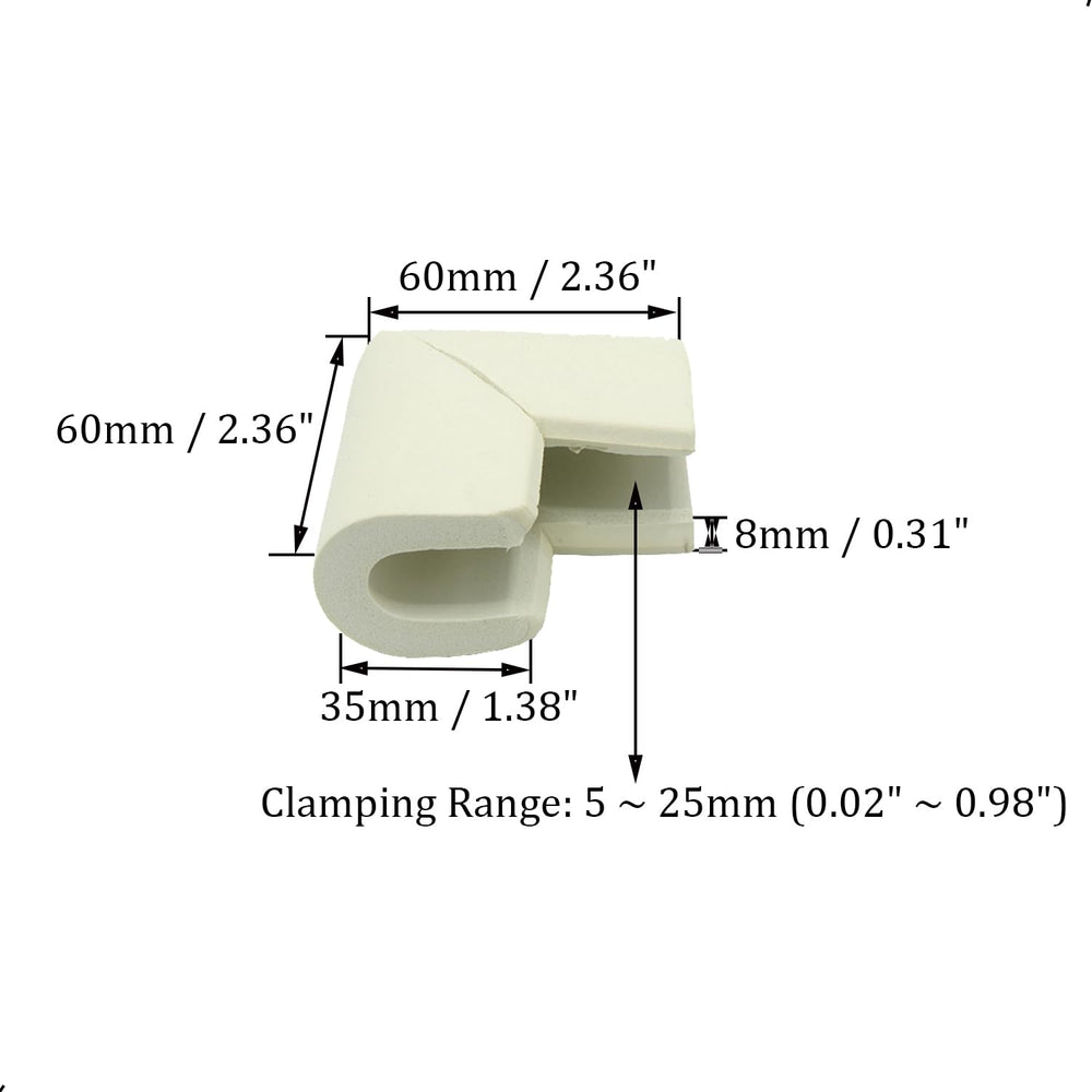 ZXUEZHENG edge protector applied to a table corner with adhesive tape.