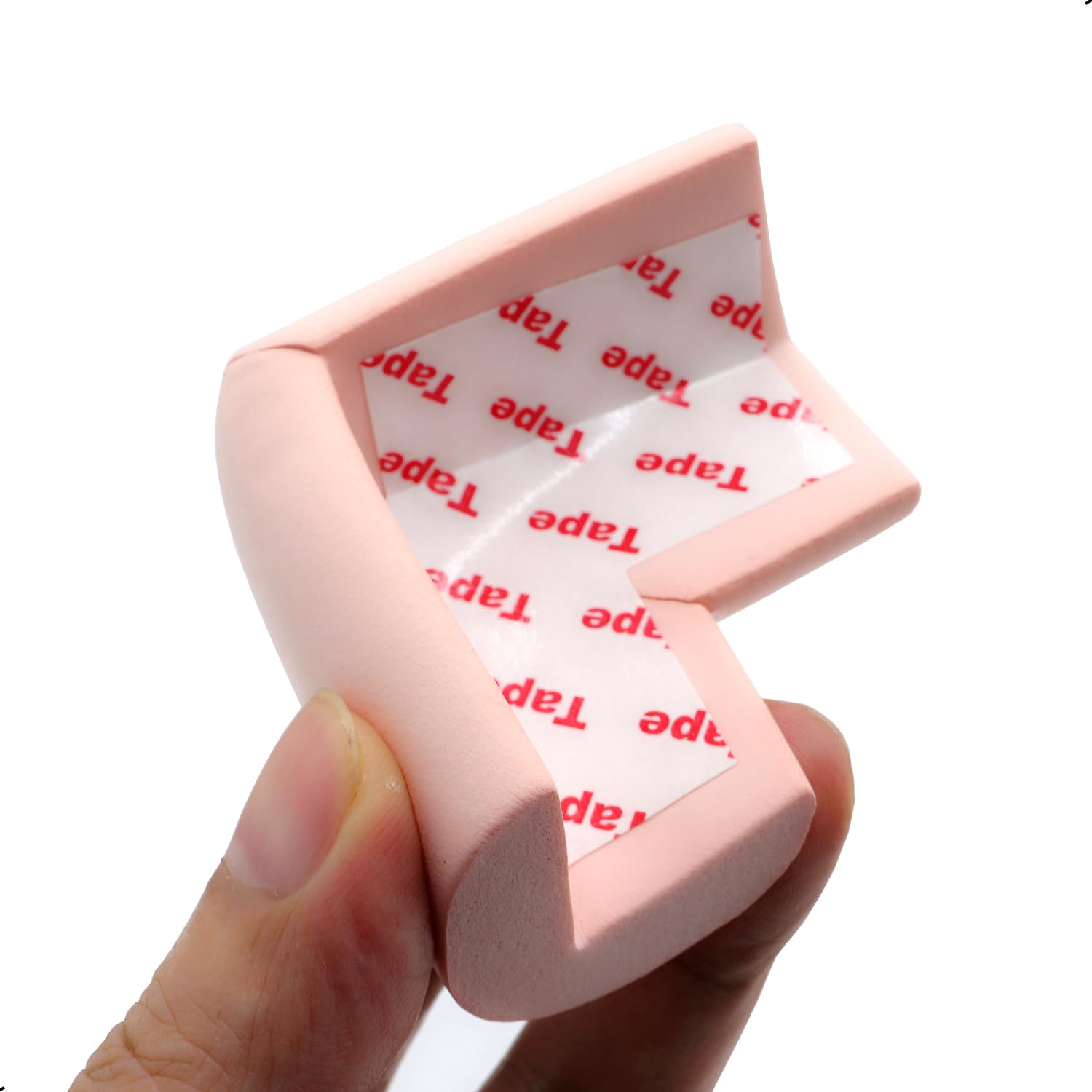 ZXUEZHENG pink foam corner guard close-up shows 12mm padding for protection.