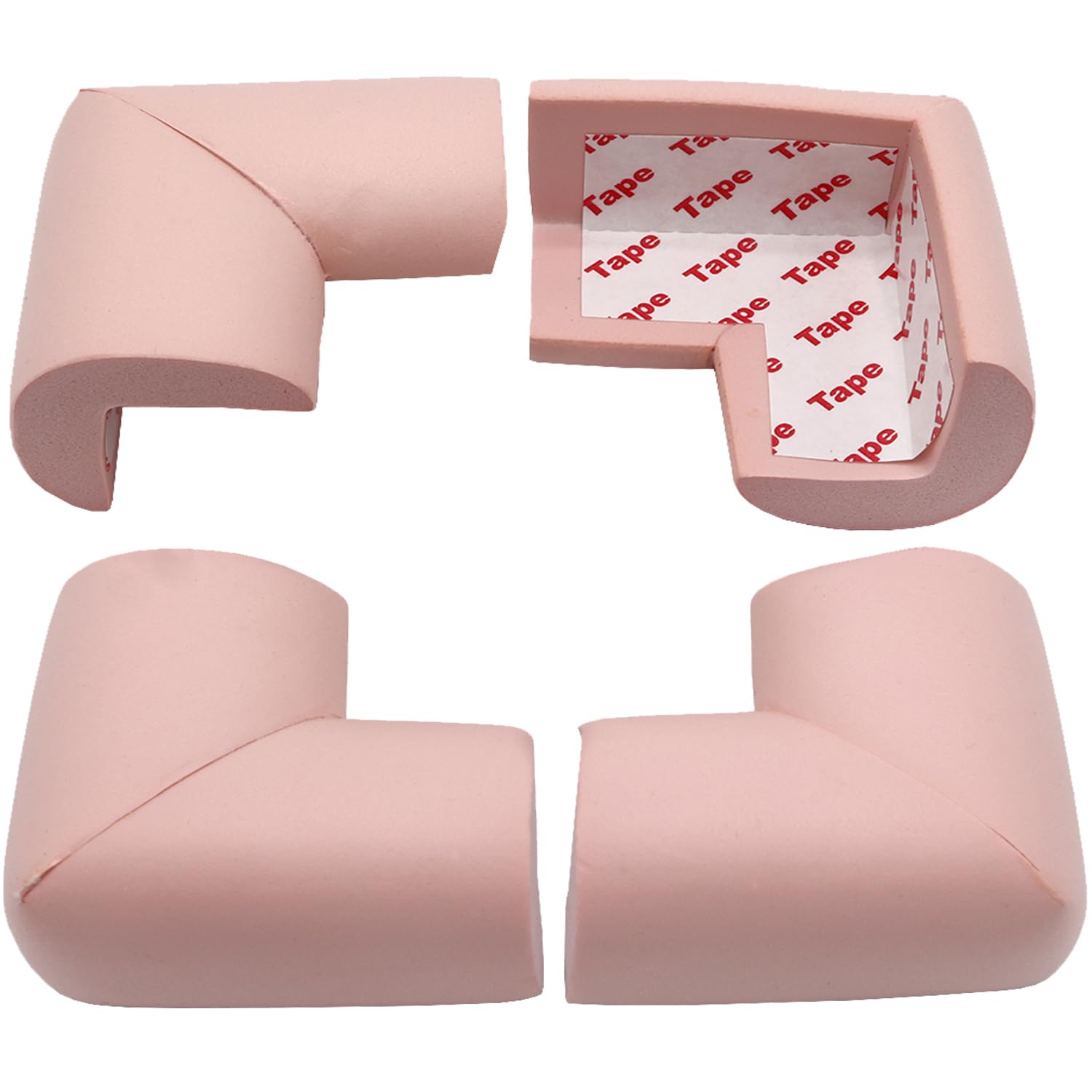 ZXUEZHENG pink table corner protector on a dresser edge, soft cushioning for toddlers.