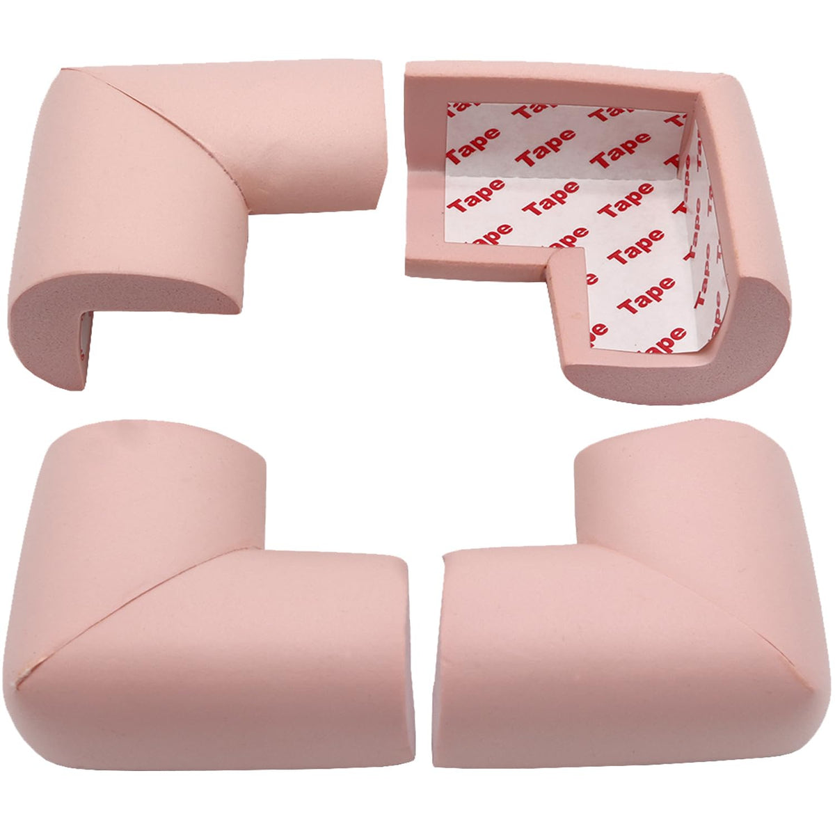 ZXUEZHENG pink table corner protector on a dresser edge, soft cushioning for toddlers.