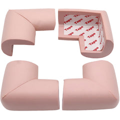 ZXUEZHENG pink table corner protector on a dresser edge, soft cushioning for toddlers.