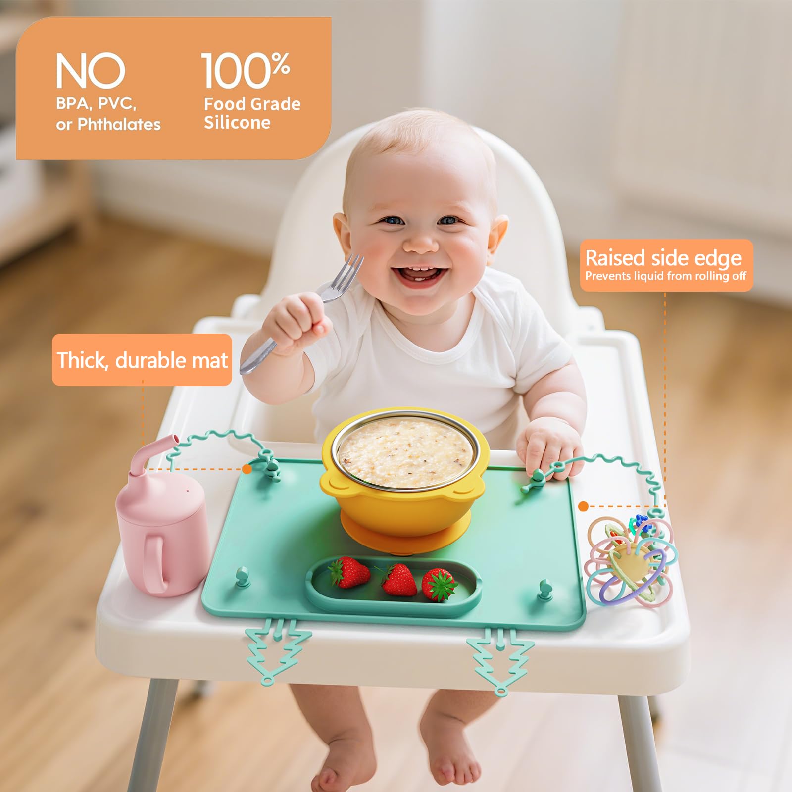 ZYATKSML food-grade silicone is safe for chewing and easy to clean.