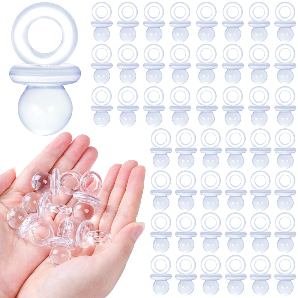 ZYFLSQ clear acrylic pacifiers for baby shower games, ideal for hunt activities and party décor.