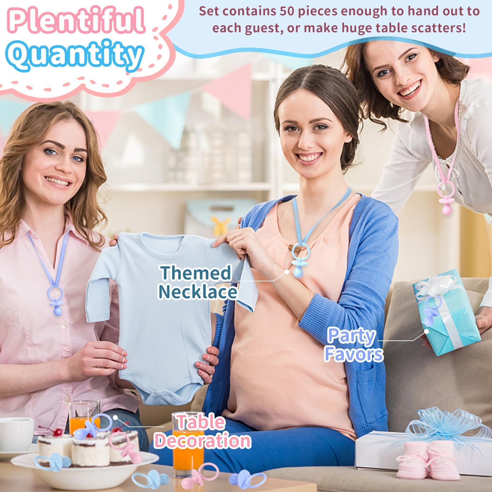 ZYFLSQ party favors and decorations with pink blue pacifiers