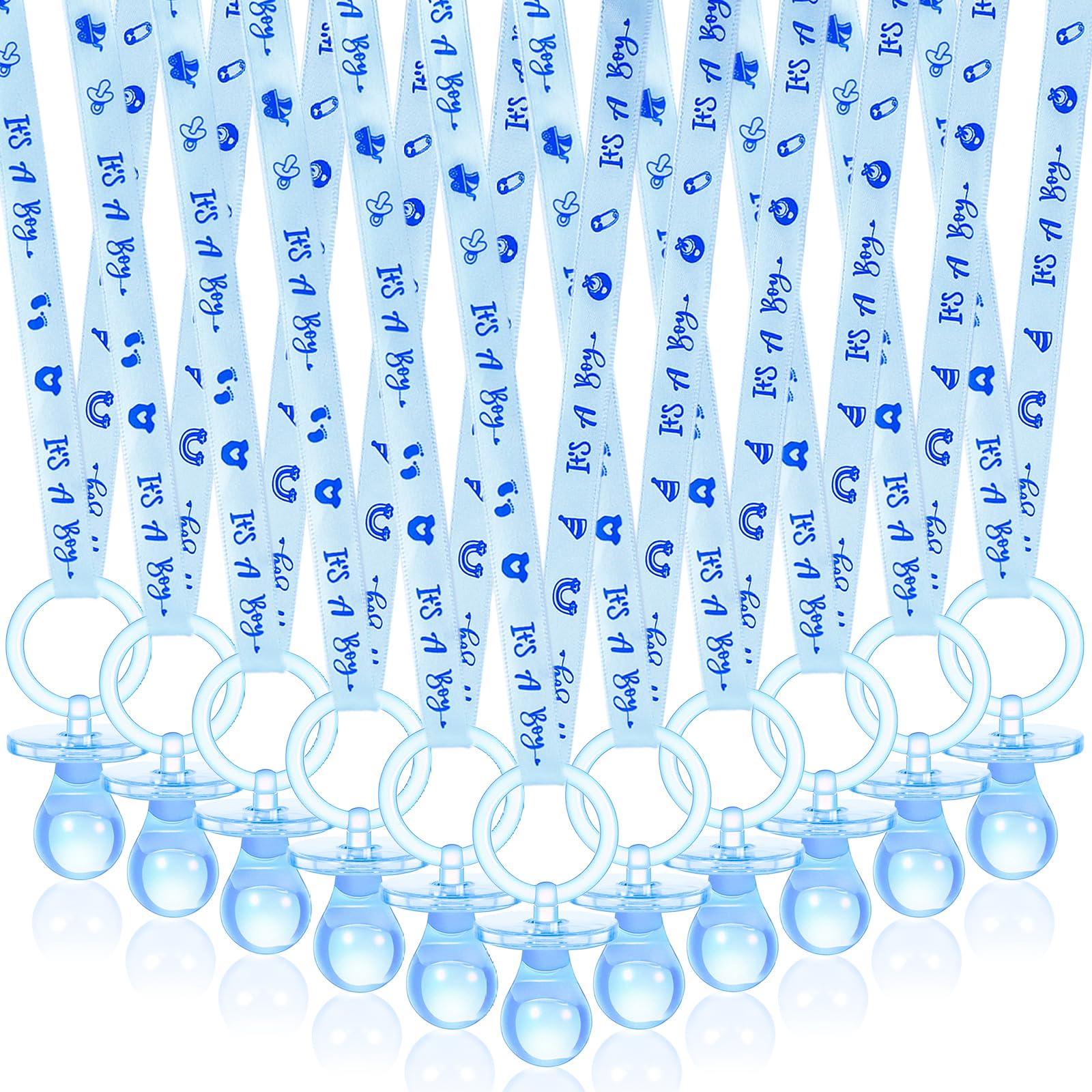 ZYFLSQ blue pacifier necklace for baby shower games and party favors.