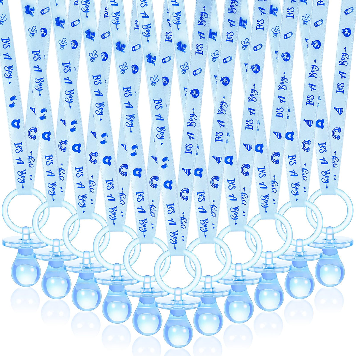 ZYFLSQ blue pacifier necklace for baby shower games and party favors.