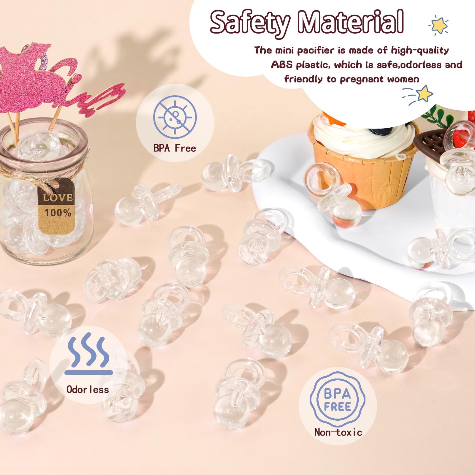 ZYFLSQ bulk pacifiers support large baby shower games and generous party favors.
