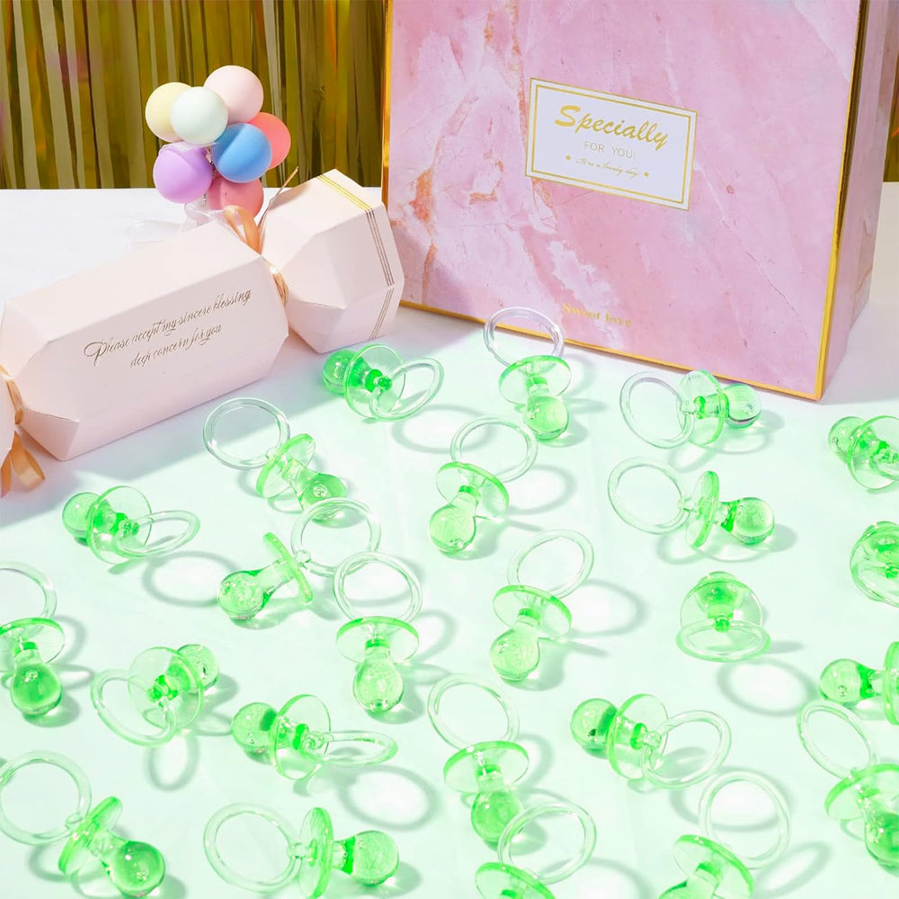 ZYFLSQ green pacifiers with loop base for DIY crafts and keepsakes.