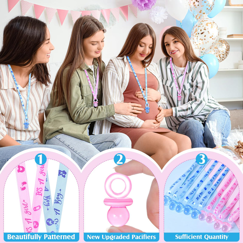 ZYFLSQ pacifier necklaces worn as a playful photo booth prop.