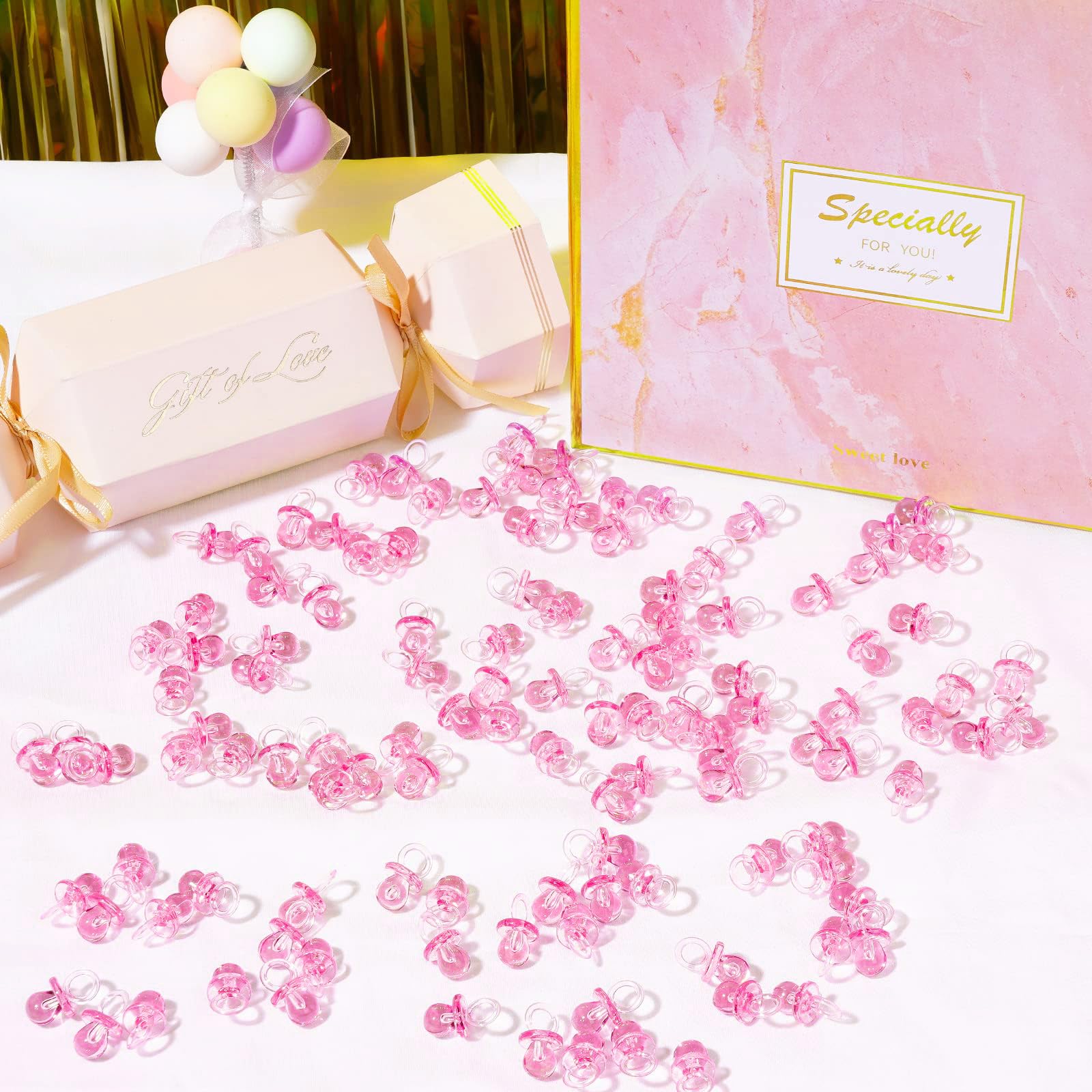 ZYFLSQ 200-count pacifier pink set for party favors