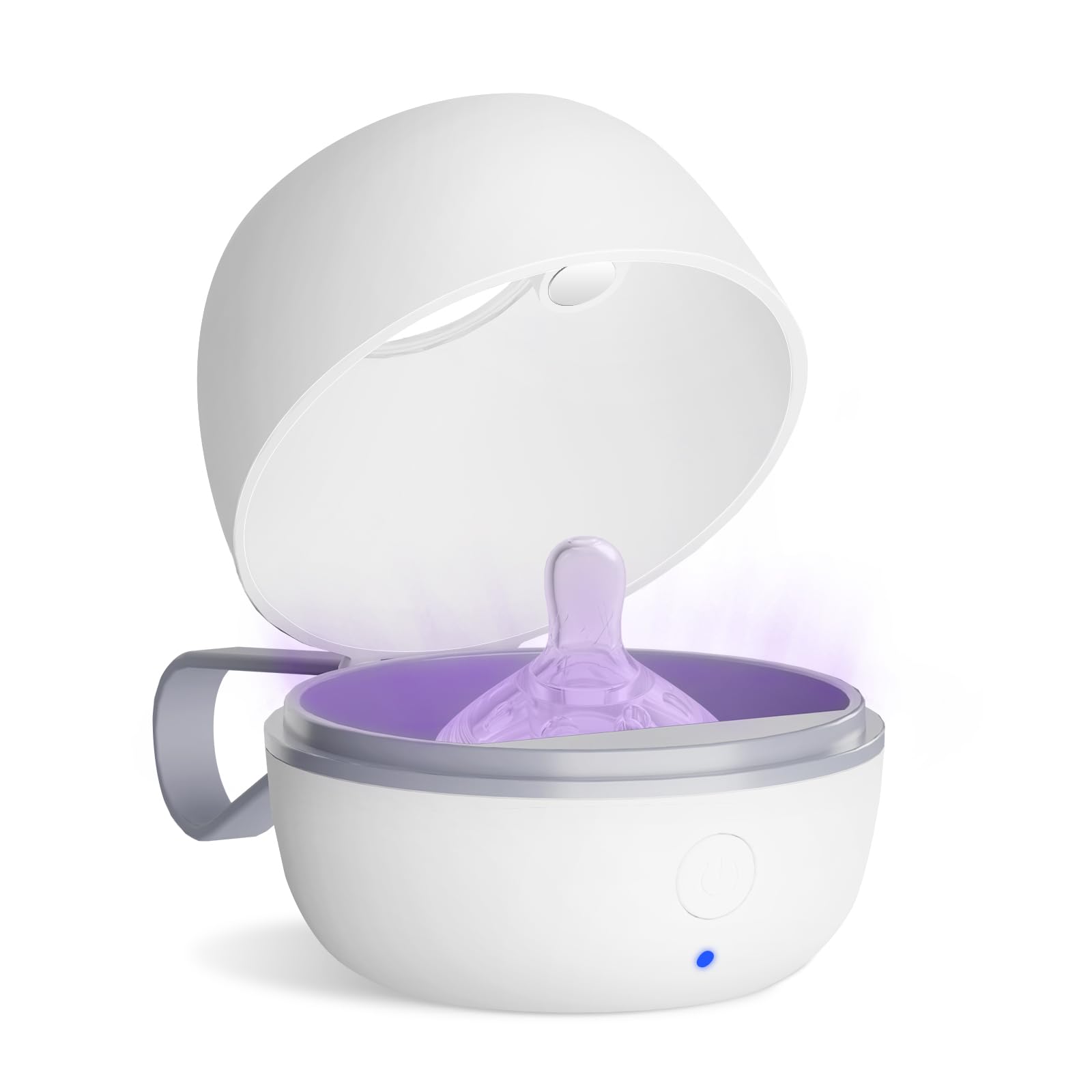 Zyntieu pacifier sanitizer UV box disinfects in minutes, offering convenient on-the-go cleanliness.