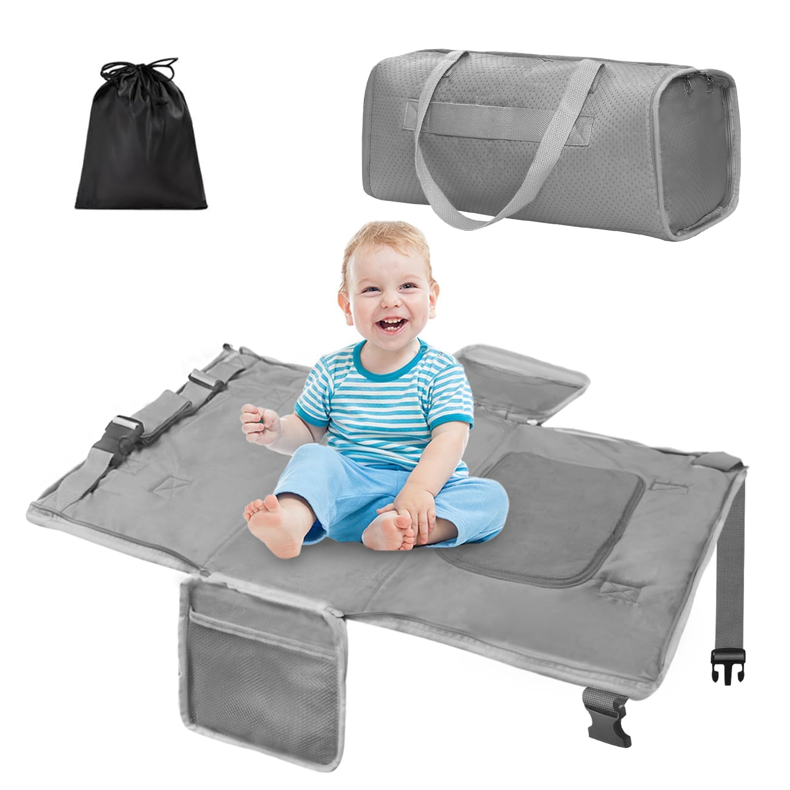 Zyphoria toddler airplane bed extended between seats for comfy rest
