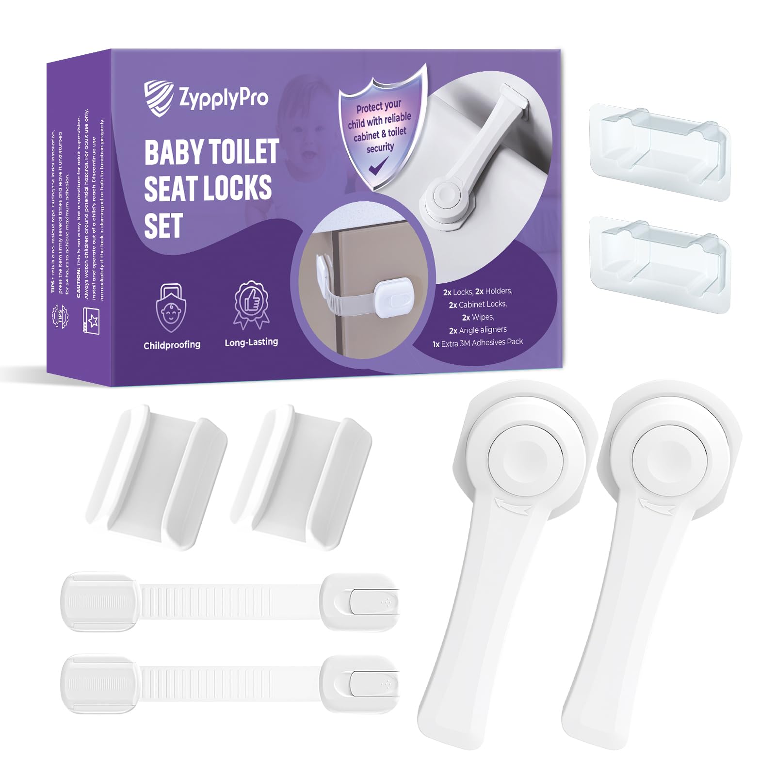 ZypplyPro toilet seat locks 2-pack ready for quick safety setup.