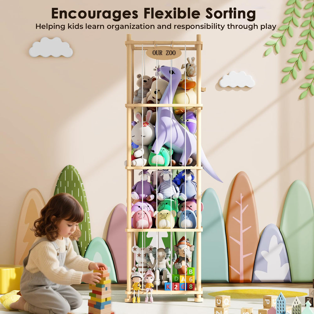 Zyraflux large stuffed animal holder keeps plushies organized by size or color.
