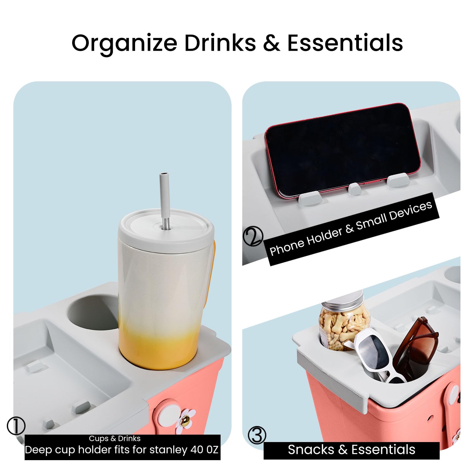 ZYTONGMAO Topper Tray with a deep cup holder keeps drinks steady on sand.