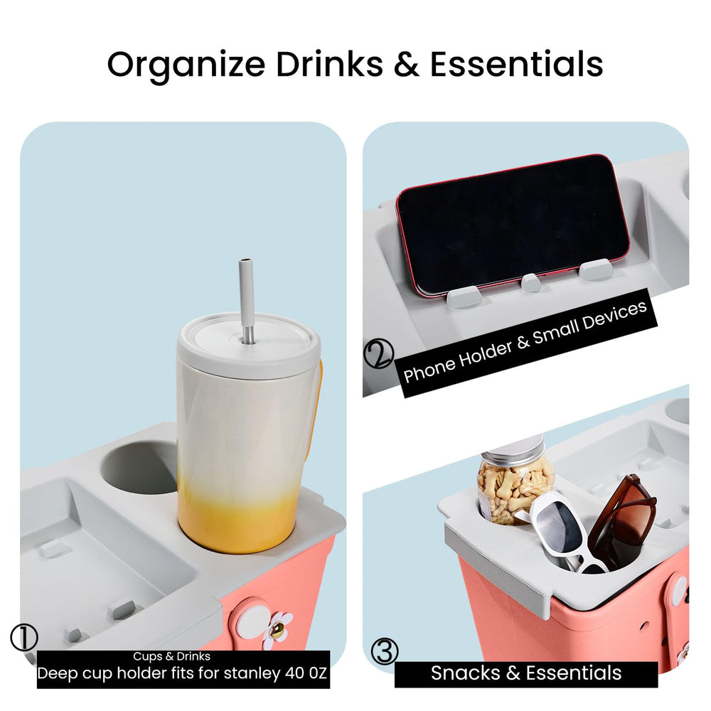 ZYTONGMAO Topper Tray with a deep cup holder keeps drinks steady on sand.