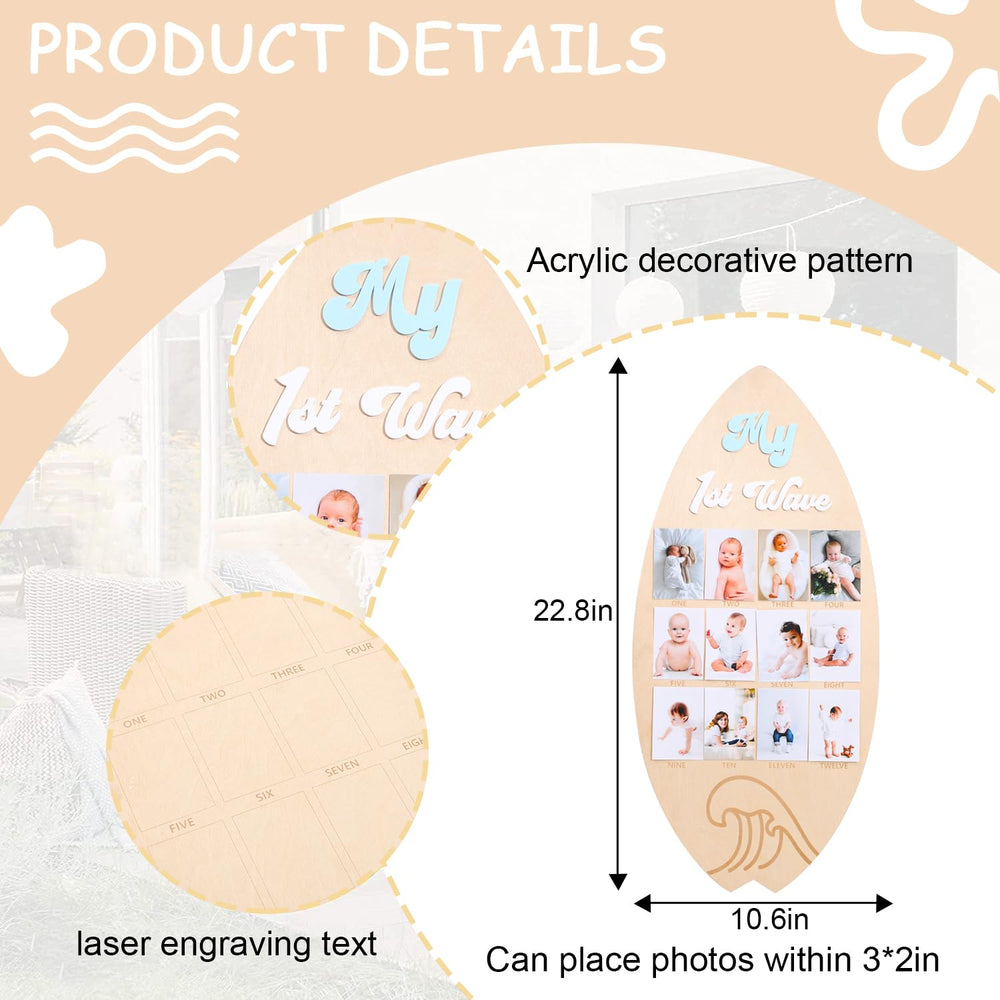ZZDCMS Laser-engraved 'My 1st Wave' text enhances keepsake style