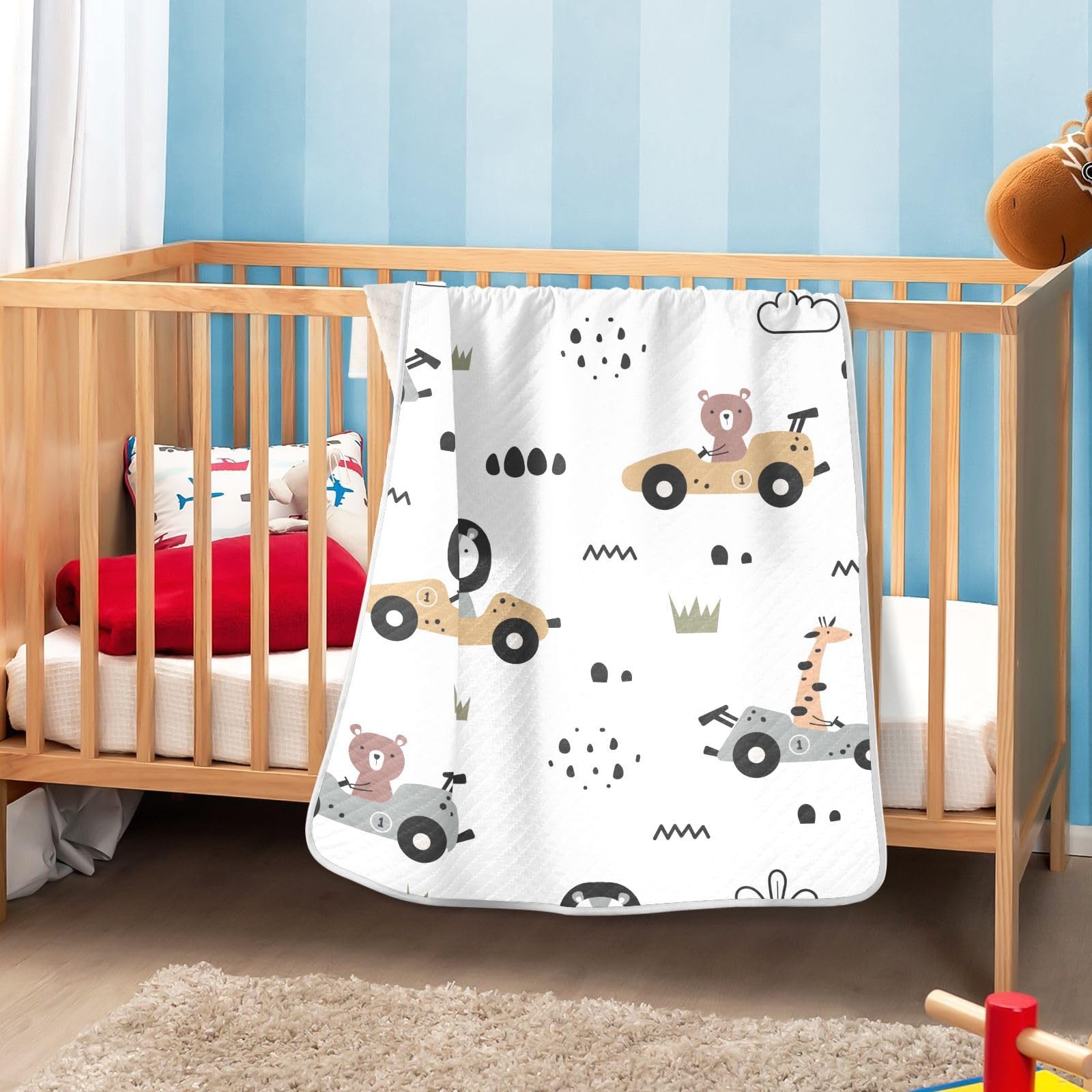 ZZKKO nursery pattern blanket blends with boys and girls decor