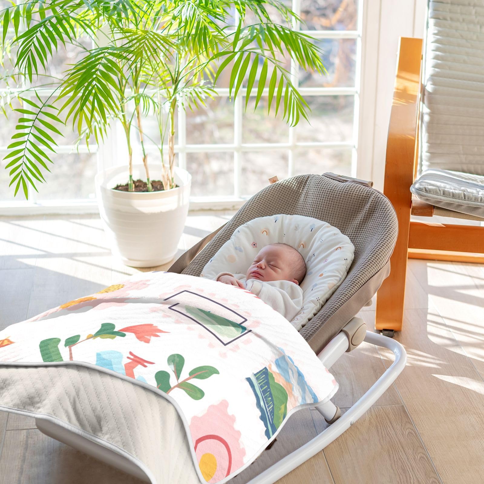 ZZKKO postage stamps baby blanket nursery decor friendly complements boys or girls room styling.