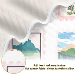 ZZKKO postage stamps baby blanket pink pattern perfect for naps at home with gentle warmth.