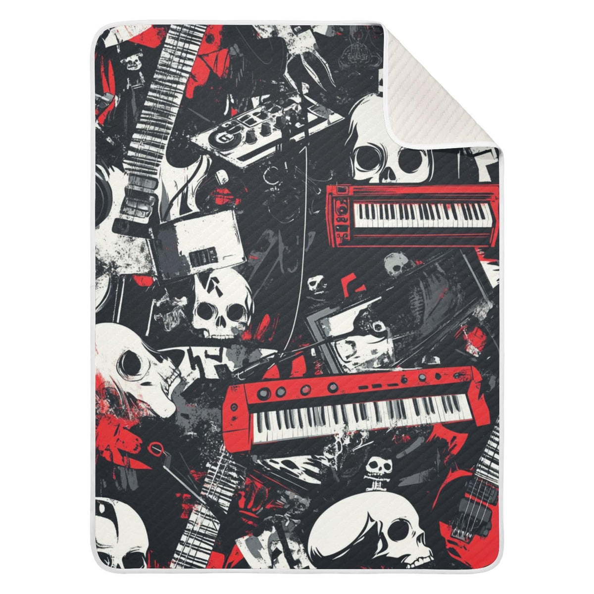 ZZKKO Punk Rock Skull Baby Blanket front view shows soft cotton blend for cozy naps.
