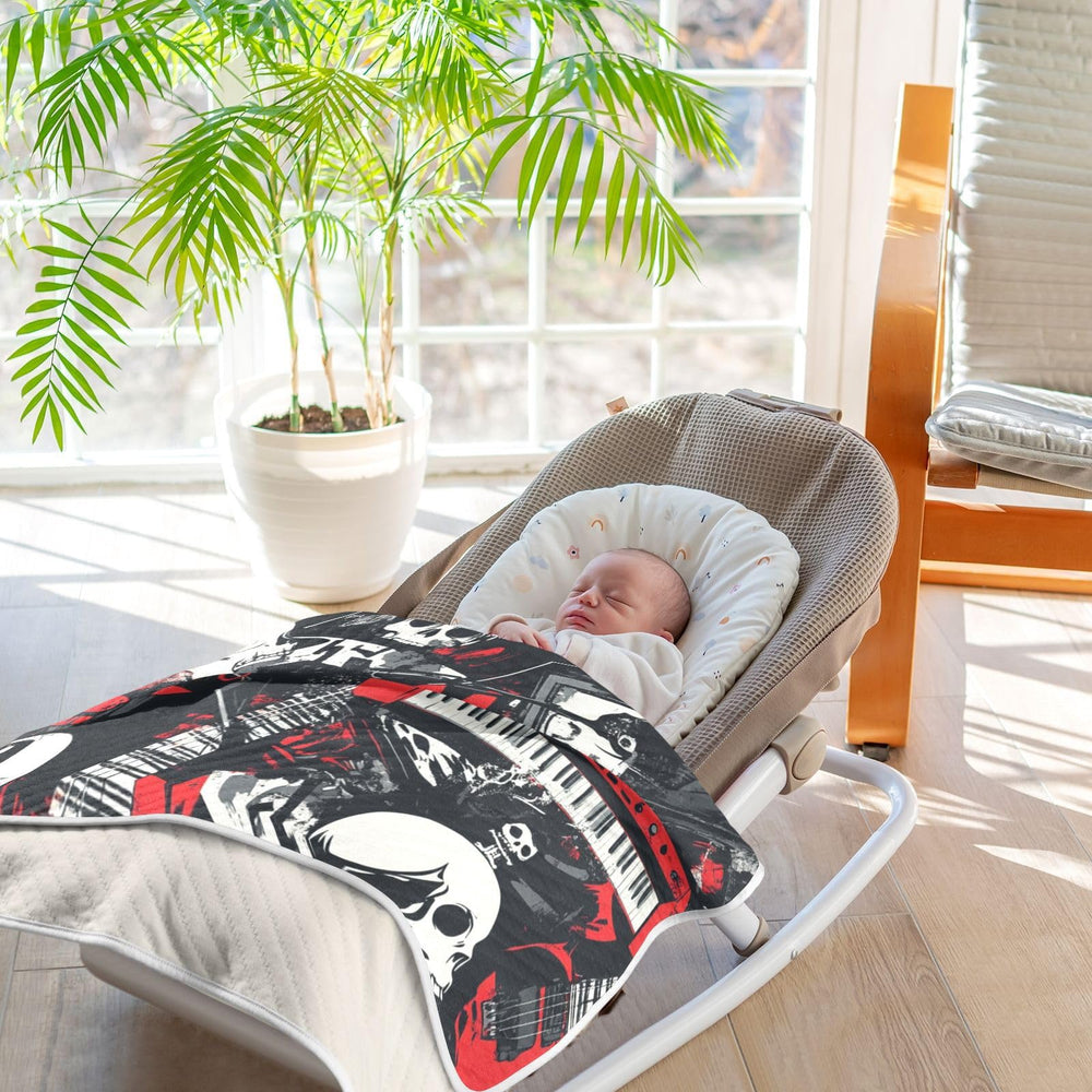ZZKKO Punk Rock Skull Blanket gift-ready packaging ideal for baby showers.
