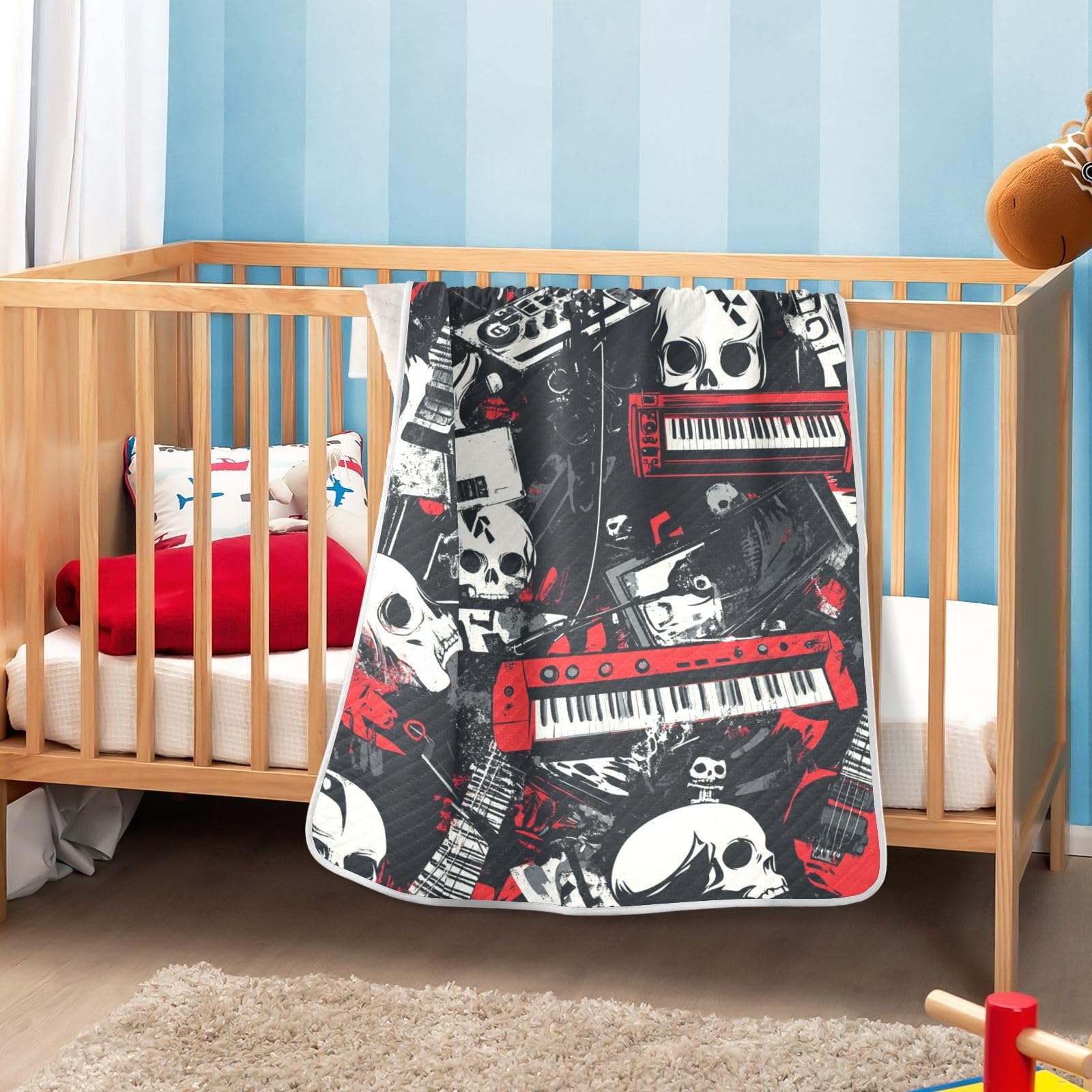 ZZKKO Punk Rock Skull Blanket in a nursing decor adds style and comfort.