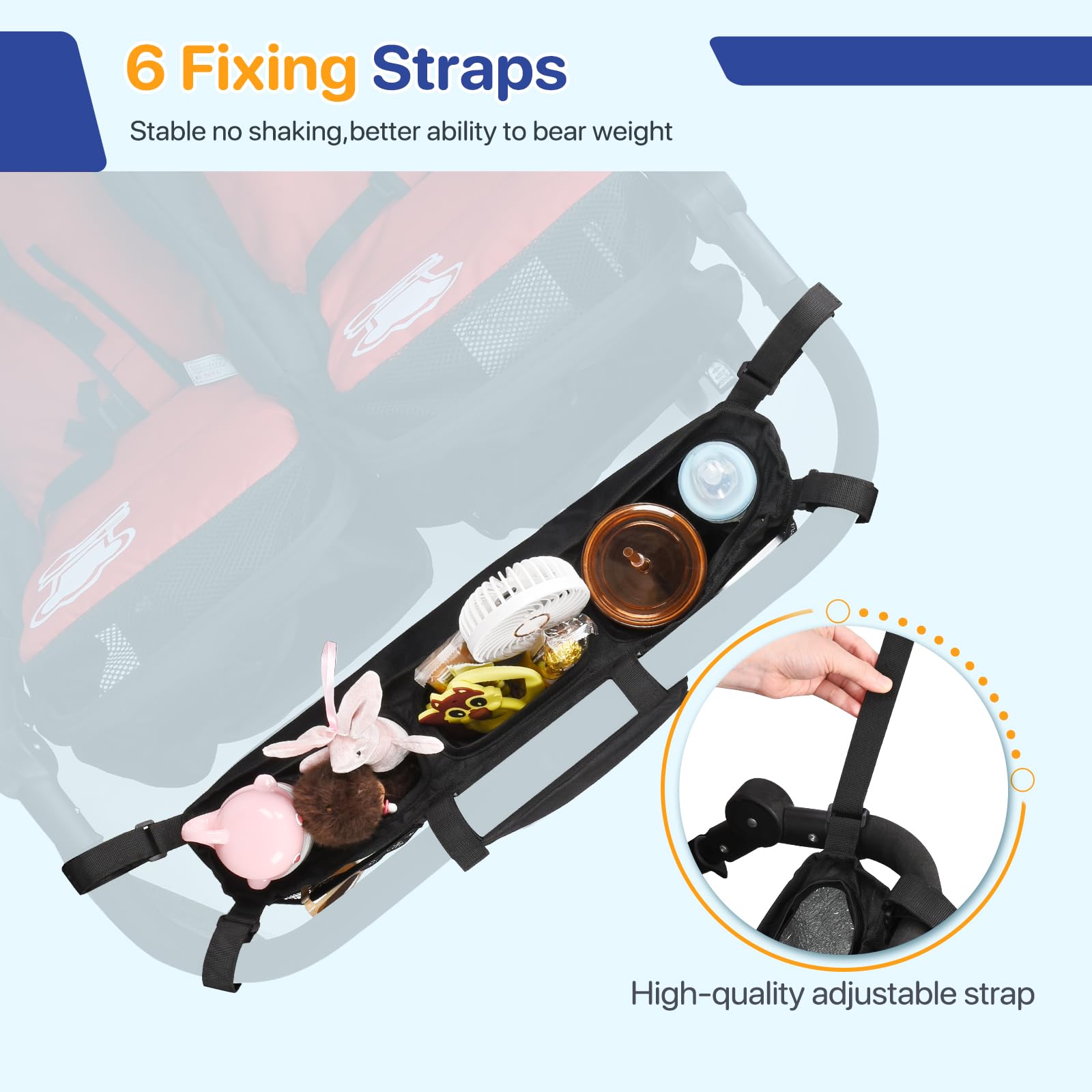 ZZM organizer includes cup holders for easy access to drinks on the go.