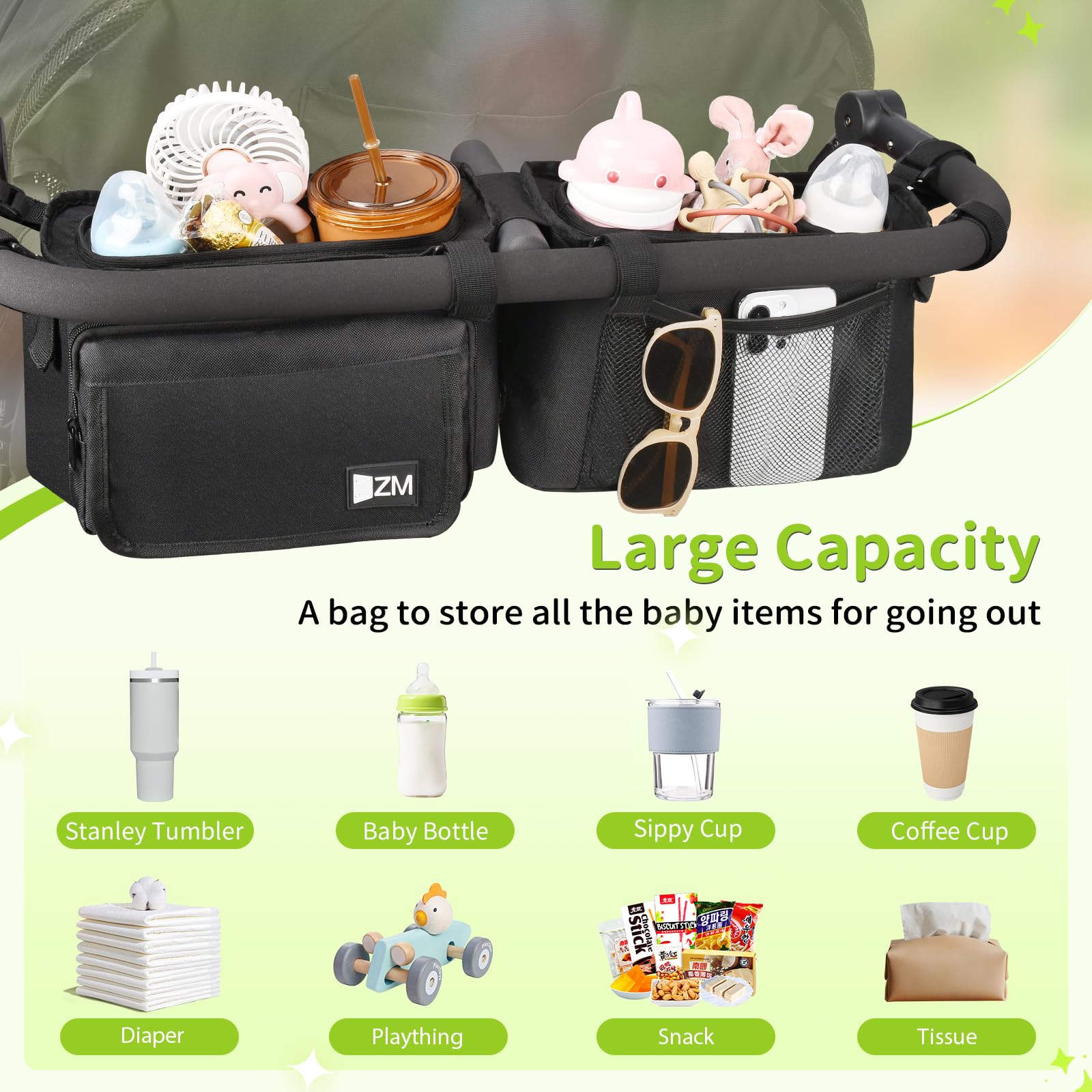 ZZM organizer made of sturdy tensile nylon for durability on busy days