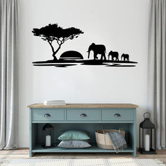 ZzMY African Safari wall decal with elephant scene for nurseries and playrooms