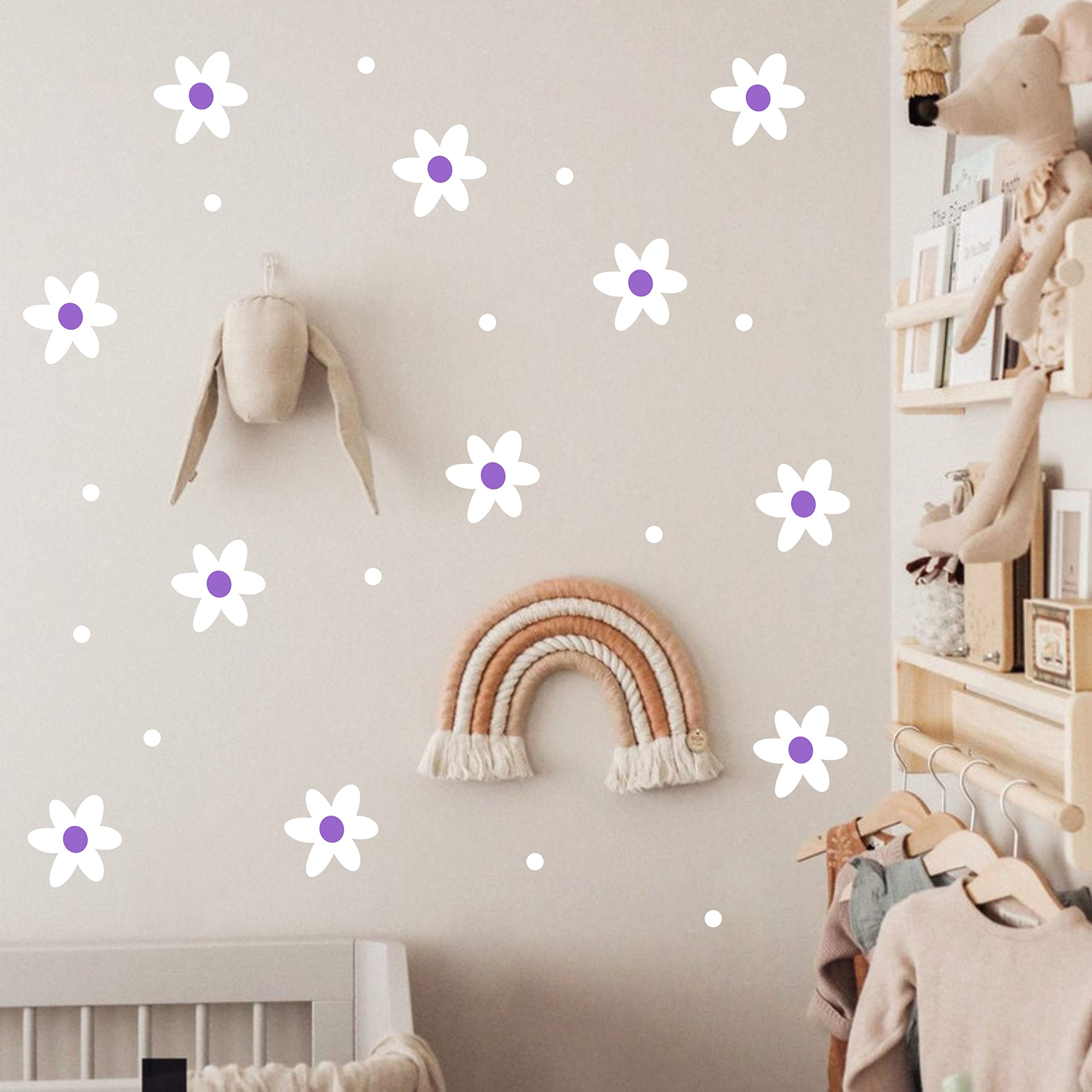 ZzMY daisy flower with dots wall decal creates kid-friendly charm in bedrooms