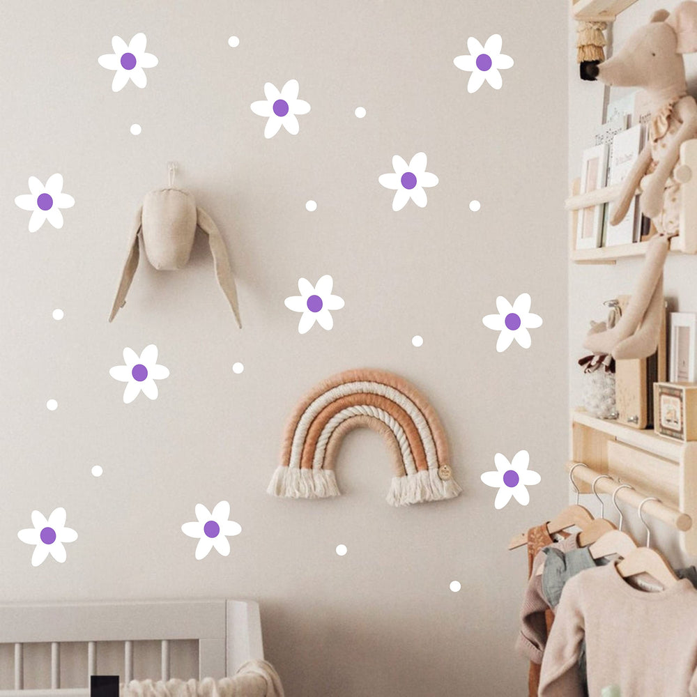 ZzMY daisy flower with dots wall decal creates kid-friendly charm in bedrooms