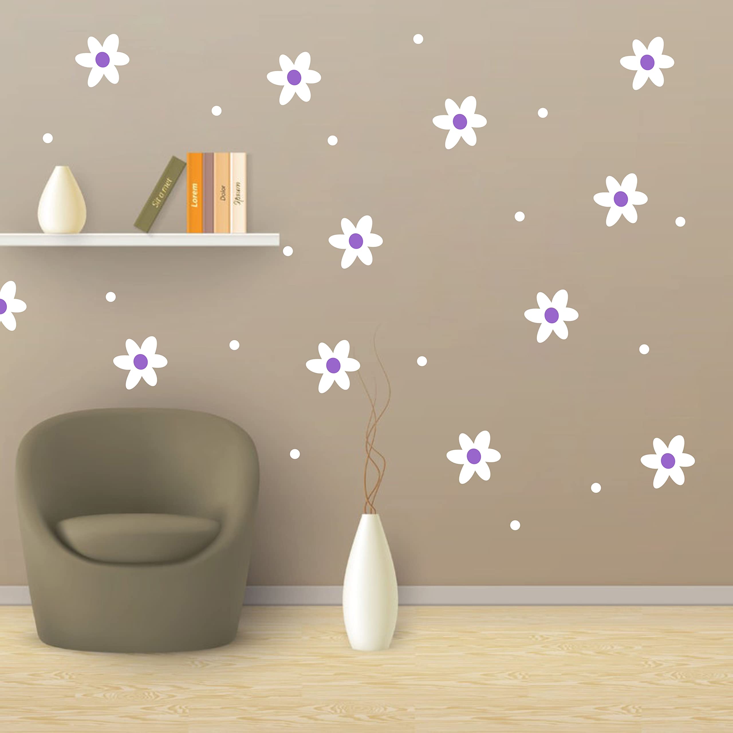 ZzMY daisy wall decals set adds removable, reusable decor to living rooms