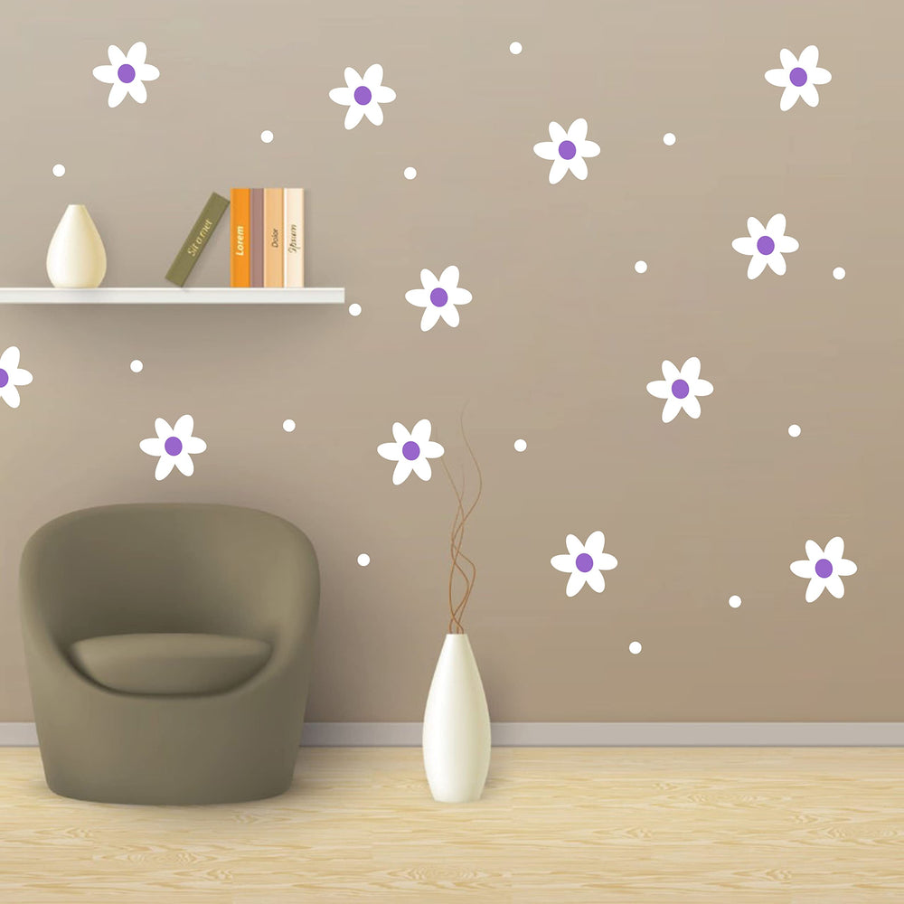 ZzMY daisy wall decals set adds removable, reusable decor to living rooms