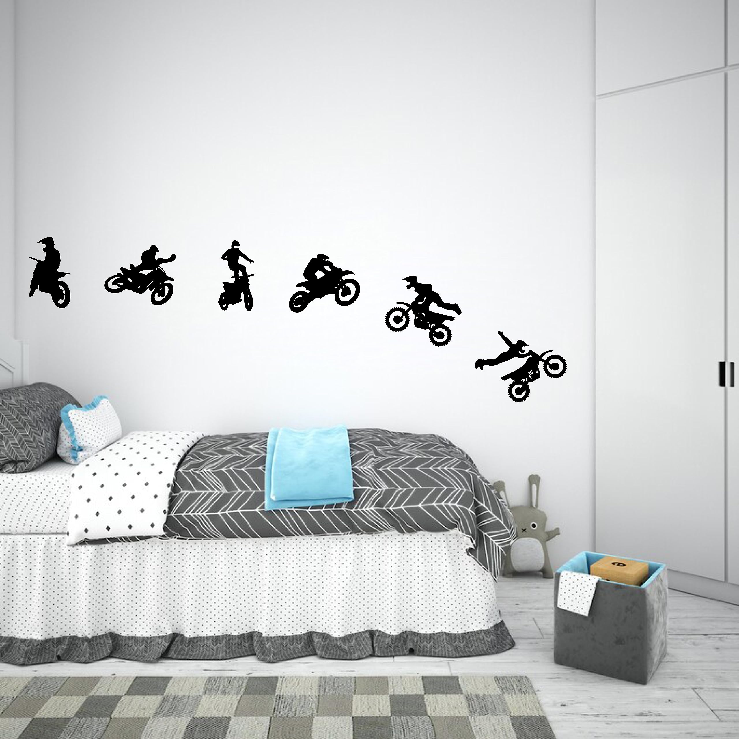 ZzMY Motox wall decal adds bold style to a kids room in black.