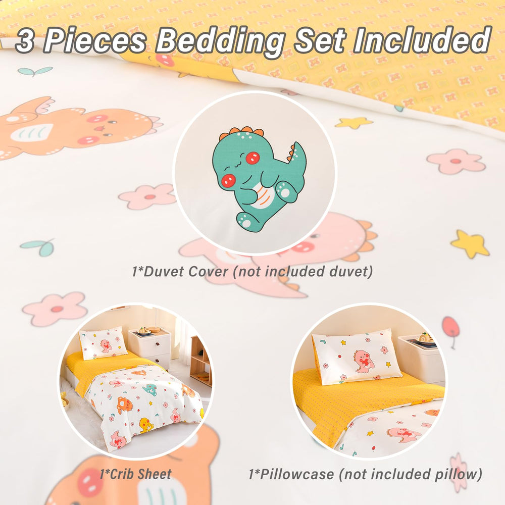 ZZRSSSLC dinosaur pillowcase detail, reversible design adds room charm.